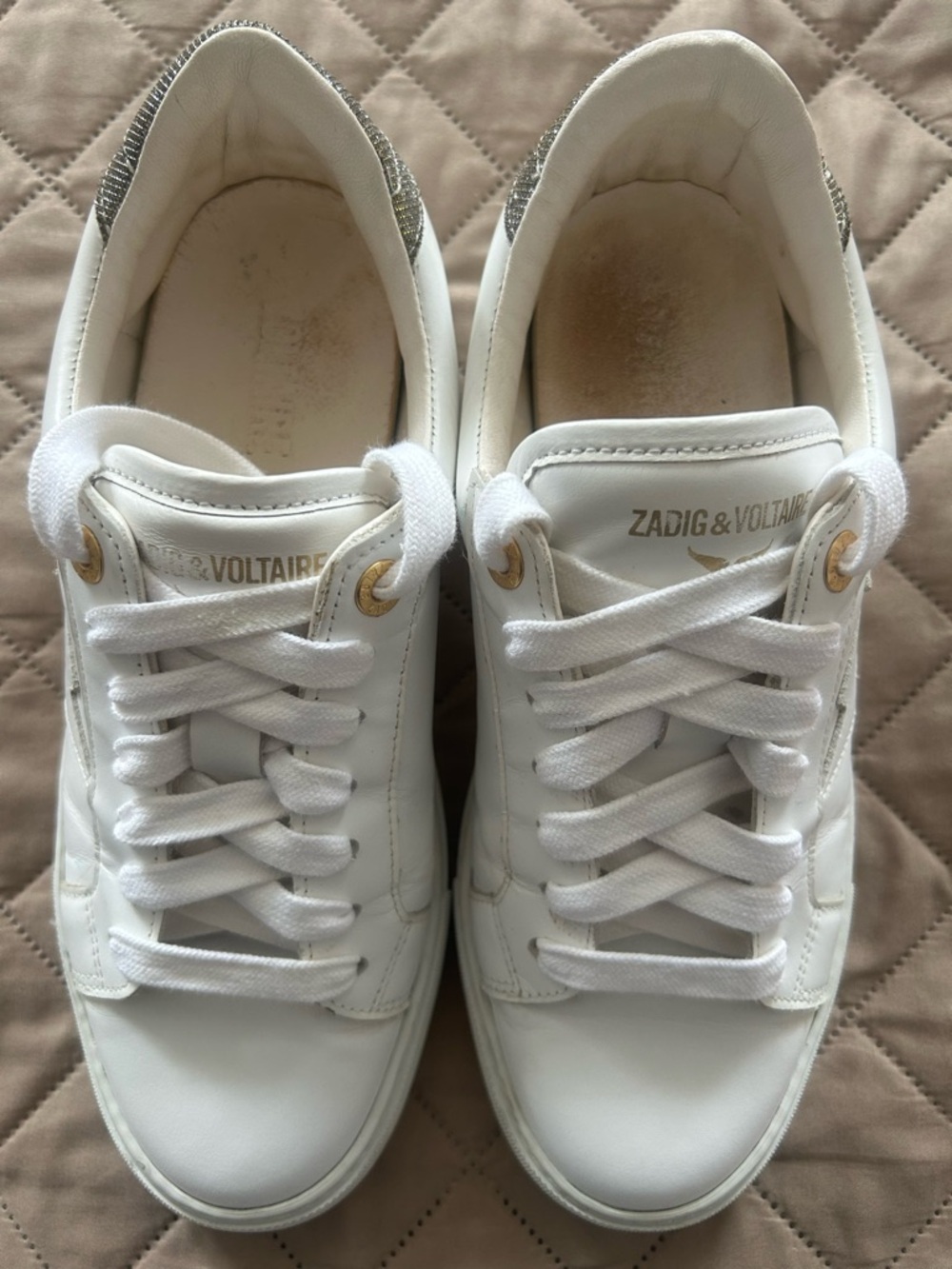 Zadig & Voltaire White Sneakers with Gold Eyelets - Picture 2 of 8